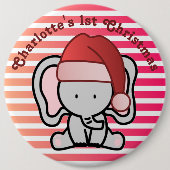 Personalisiert Elephant 1. Weihnachtsmädchen Button (Vorderseite)