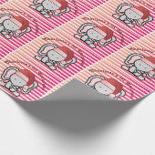 Personalisiert Elephant 1. Weihnachtsmädchen pink Geschenkpapier (Ecke)
