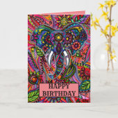 Personalisiert Elephant Mandala Boho Birthday Karte (Gelbe Blume)