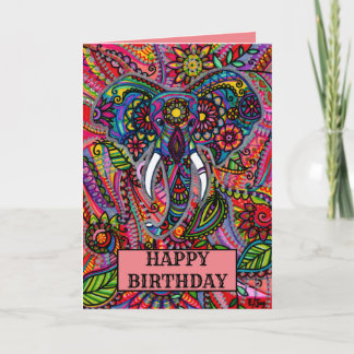 Personalisiert Elephant Mandala Boho Birthday Karte