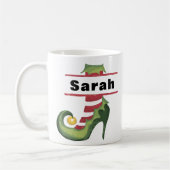 Personalisiert Elf Shoe High Heel Weihnachten Kaffeetasse (Links)