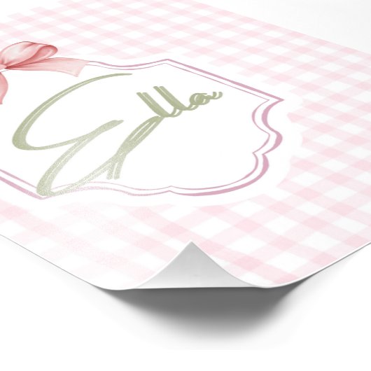 Personalisiert Ella Baby Girl Kinderzimmer Bow&Gin Fotodruck (Ecke)