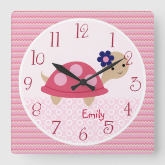 Personalisiert Ellie/Ella Elephant Kinderzimmer Cl Quadratische Wanduhr