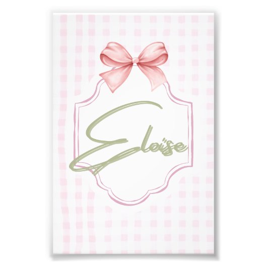Personalisiert Eloise Baby Girl Kinderzimmer Bow&G Fotodruck (Vorne)