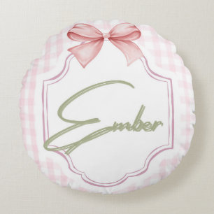 Personalisiert Ember Baby Girl Kinderzimmer Bow&Gi Rundes Kissen