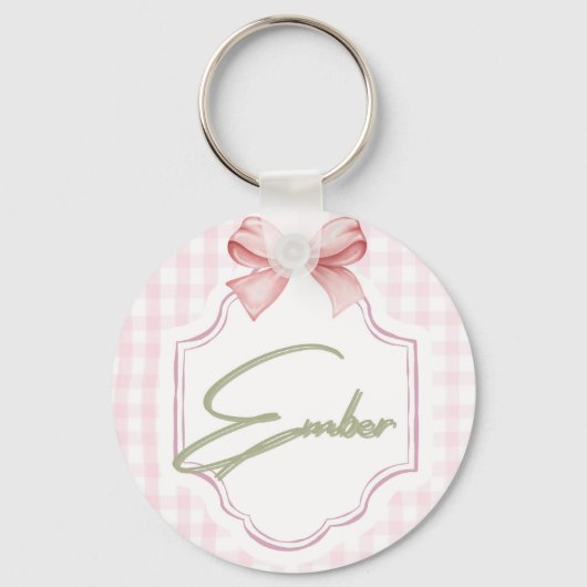 Personalisiert Ember Baby Girl Kinderzimmer Bow&Gi Schlüsselanhänger (Vorderseite)
