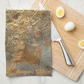 Personalisiert Embossed Mandala | Elegant Boho Gif Geschirrtuch (Viertel Falte)