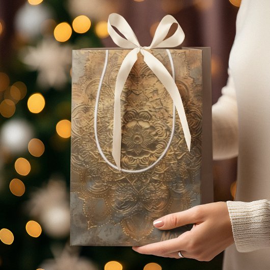 Personalisiert Embossed Mandala | Elegant Boho Gif Mittlere Geschenktüte