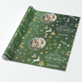 Personalisiert Emerald Green Frory Weihnachtsgesch Geschenkpapier
