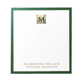 Personalisiert Emerald Green Gold Monogram Notizblock