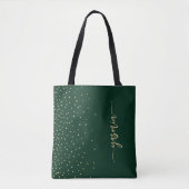 Personalisiert Emerald Green Gold Square Confetti Tasche (Vorderseite)