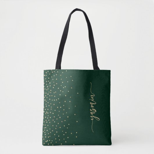 Personalisiert Emerald Green Gold Square Confetti Tasche (Vorderseite)