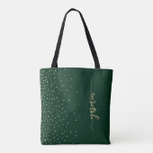 Personalisiert Emerald Green Gold Square Confetti Tasche (Rückseite)