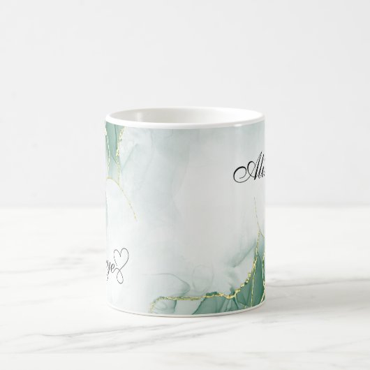 Personalisiert Emerald Green Gold Watercolor Kaffeetasse (Mittel)