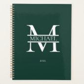 Personalisiert Emerald Monogram Initial Minimalist Planer (Vorderseite)