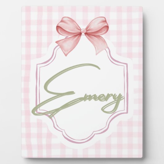 Personalisiert Emery Baby Girl Kinderzimmer Bow&Gi Fotoplatte (Vorderseite)