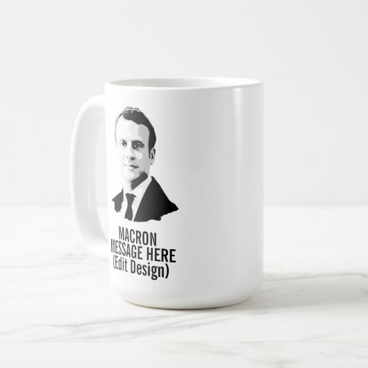 PERSONALISIERT EMMANUEL MACRON KAFFEETASSE (Vorderseite Links)