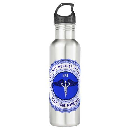 Personalisiert EMT Paramedics Caduceus Edelstahlflasche (Vorderseite)