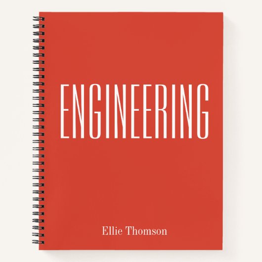Personalisiert Engineering Graph Paper Simple Red Notizblock (Vorderseite)