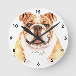 Personalisiert English Bulldog Square oder Runde Wanduhr