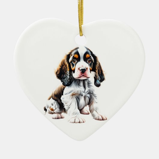 Personalisiert English Springer Spanisch Puppy Keramik Ornament (Vorne)