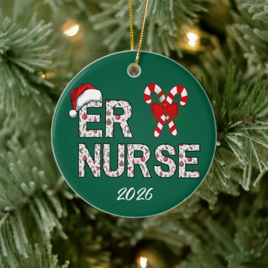 Personalisiert ER Nurse Weihnachten Keramik Ornament (Baum)
