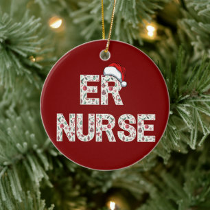 Personalisiert ER Nurse Weihnachtsgeschenk Santa T Keramik Ornament