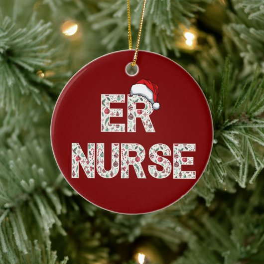 Personalisiert ER Nurse Weihnachtsgeschenk Santa T Keramik Ornament (Baum)