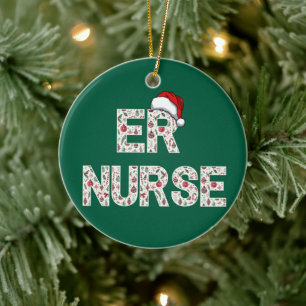 Personalisiert ER Nurse Weihnachtsgeschenk Santa T Keramik Ornament
