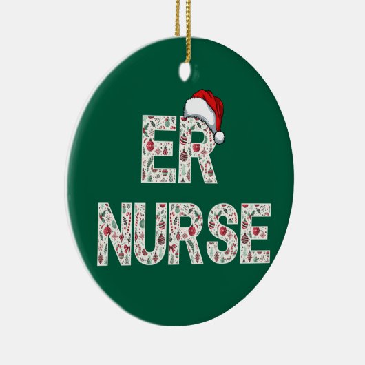 Personalisiert ER Nurse Weihnachtsgeschenk Santa T Keramik Ornament (Rechts)