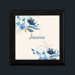 Personalisiert Erinnerungskiste<br><div class="desc">Schöne und stilvolle Aquarellmalerei in Blau und Gold, personalisiert mit Ihrem Namen.</div>