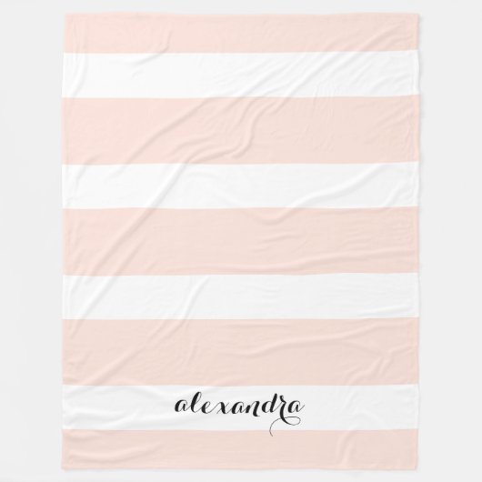 Personalisiert erröten rosa und weiße Streifen Fleecedecke (Vorderseite)
