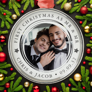 Personalisiert Erste Weihnachten Mr. & Mr. Foto Ornament Aus Metall