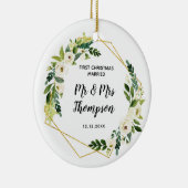 Personalisiert Erste Weihnachten Verheiratet als M Keramik Ornament (Rechts)