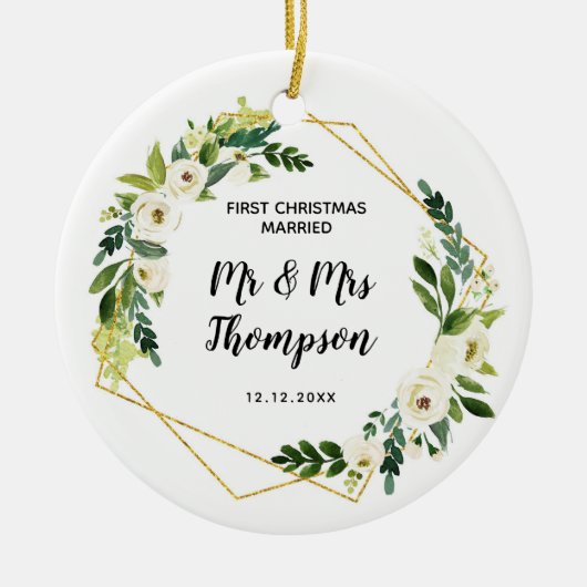 Personalisiert Erste Weihnachten Verheiratet als M Keramik Ornament (Vorne)