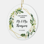 Personalisiert Erste Weihnachten Verheiratet als M Keramik Ornament (Links)