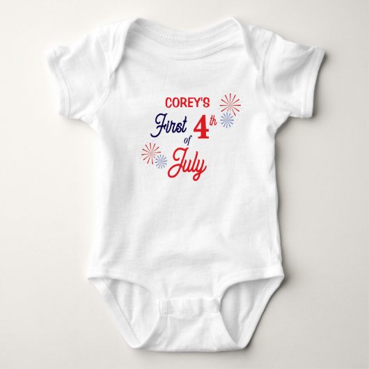 Personalisiert "Erster 4. Juli" Baby Bodysuit Baby Strampler (Vorderseite)