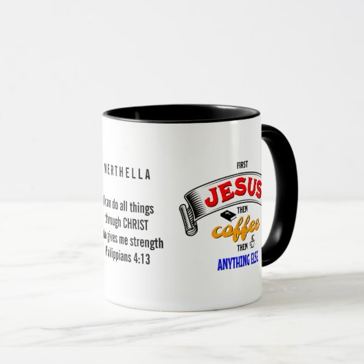 Personalisiert ERSTER JESUS DANN KAFFEE Tasse (VorderseiteRechts)