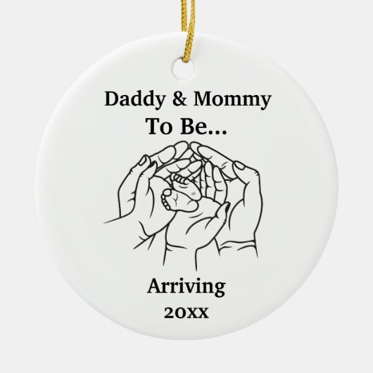 Personalisiert erwartete Eltern Daddy und Mami Keramik Ornament (Vorne)