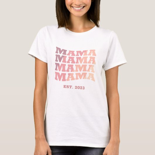 Personalisiert etabliertes Mama T-Shirt (Vorderseite)