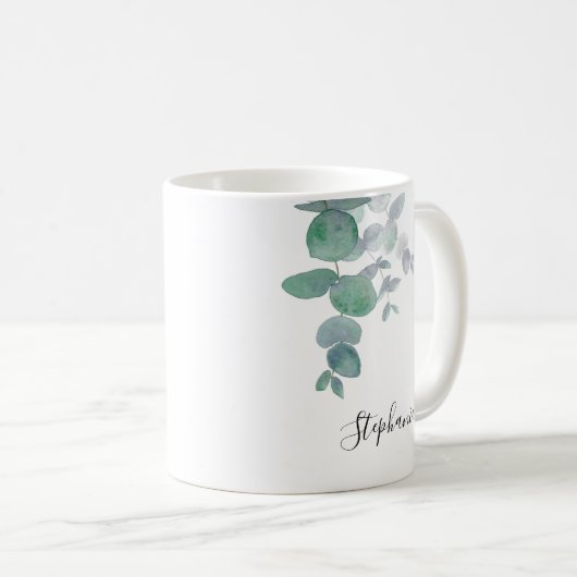Personalisiert Eukalyptus Greenery  Kaffeetasse (VorderseiteRechts)