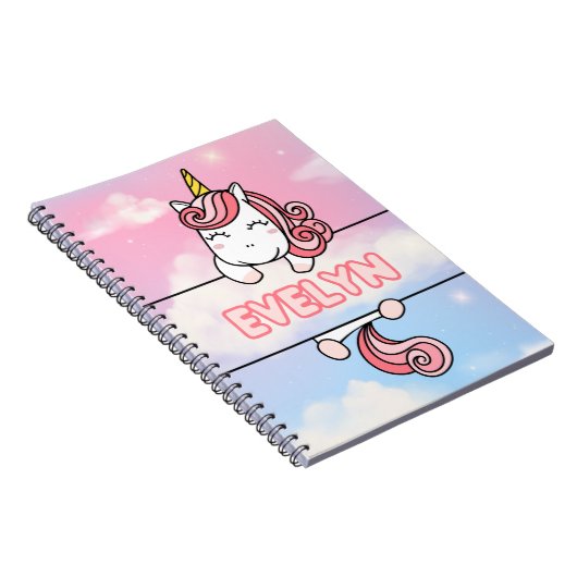 Personalisiert Evelyn Unicorn Girlie Notebook Notizblock (Rechte Seite)