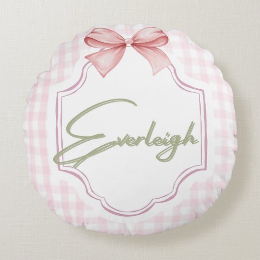 Personalisiert Everleigh Baby Girl Kinderzimmer Gi Rundes Kissen (Vorderseite)