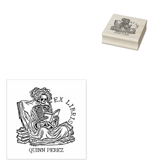 Personalisiert Ex Libris Lady Skull Buchzeichen Gummistempel (Stempel)