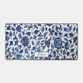 Personalisiert Exotic Chic Blue & White Floral Schreibtischunterlage (Vorderseite)