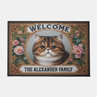 Personalisiert Exotic shorthair Cat Floral Willkom Fußmatte