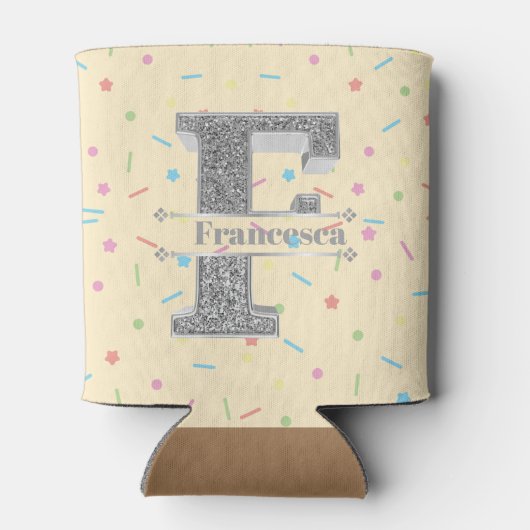 Personalisiert F Initial Silver Monogram Ihr Name Dosenkühler (Rückseite)