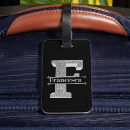 Personalisiert F Initial Silver Monogram Ihr Name Gepäckanhänger