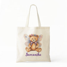 Personalisiert Fairy Winged Teddy Bear Tote Tasche