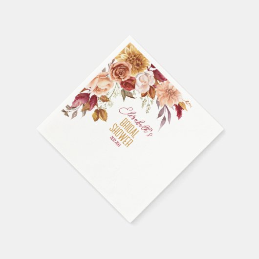 Personalisiert Fall Boho Floral Brautparty Serviette (Ecke)